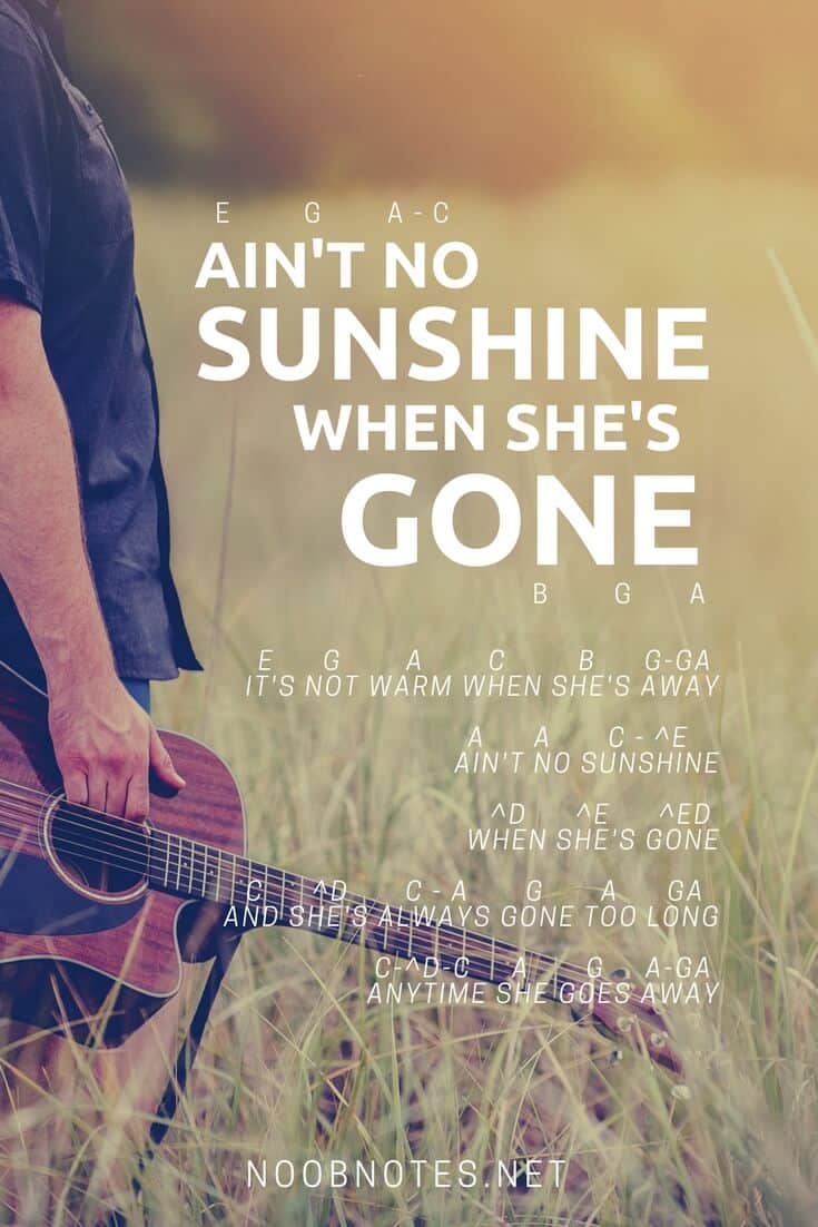 Ain T No Sunshine Bill Withers Letter Notes For Beginners Music Notes For Newbies