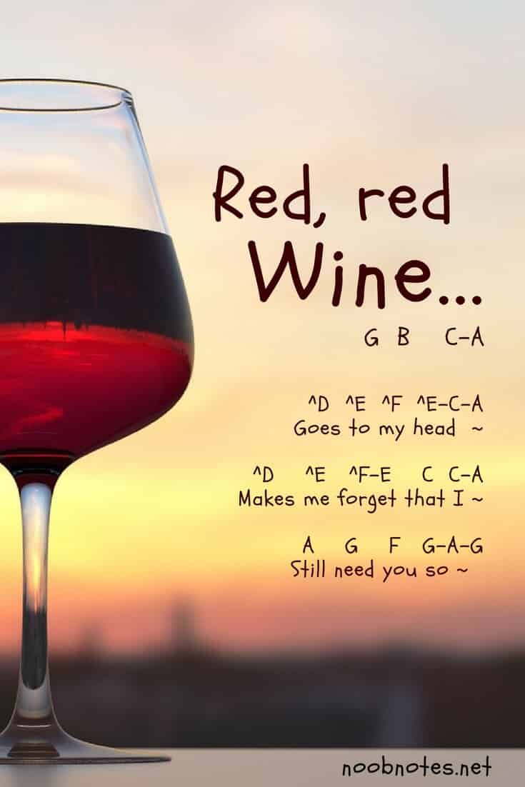 At bidrage støn Gum Red Red Wine – UB40 letter notes for beginners - music notes for newbies