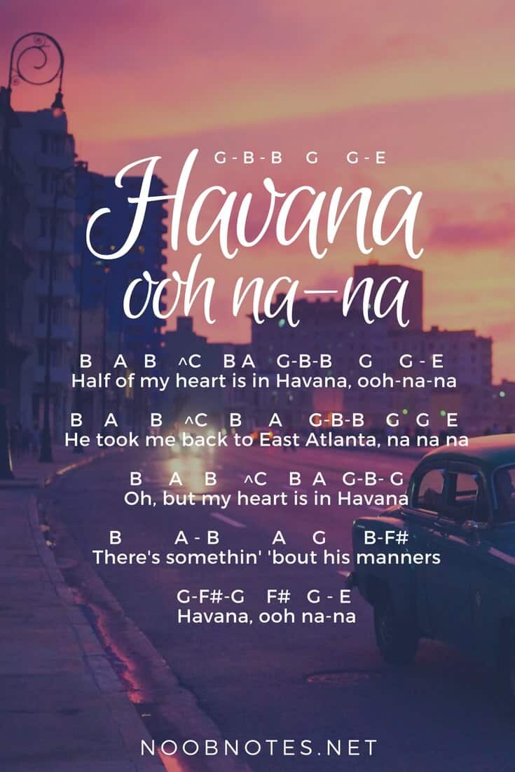 Havana – Camila Cabello letter notes for beginners - music notes for