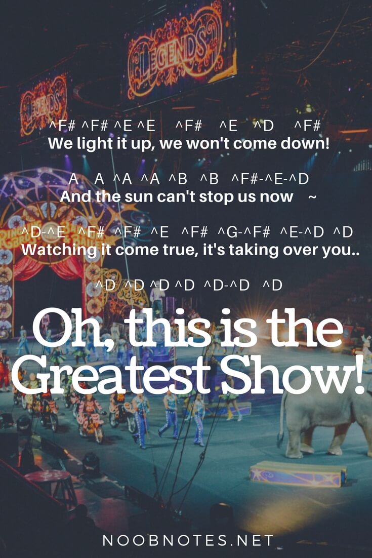 The Greatest Show – The Showman letter notes for beginners - music notes for newbies