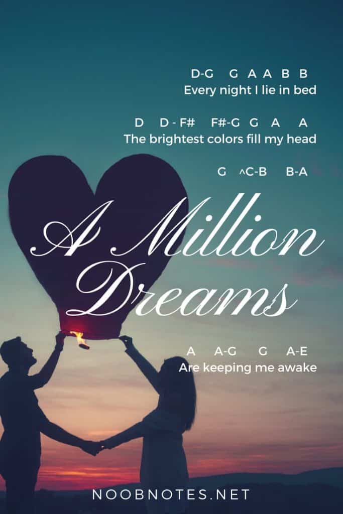 A Million Dreams The Greatest Showman Letter Notes For Beginners