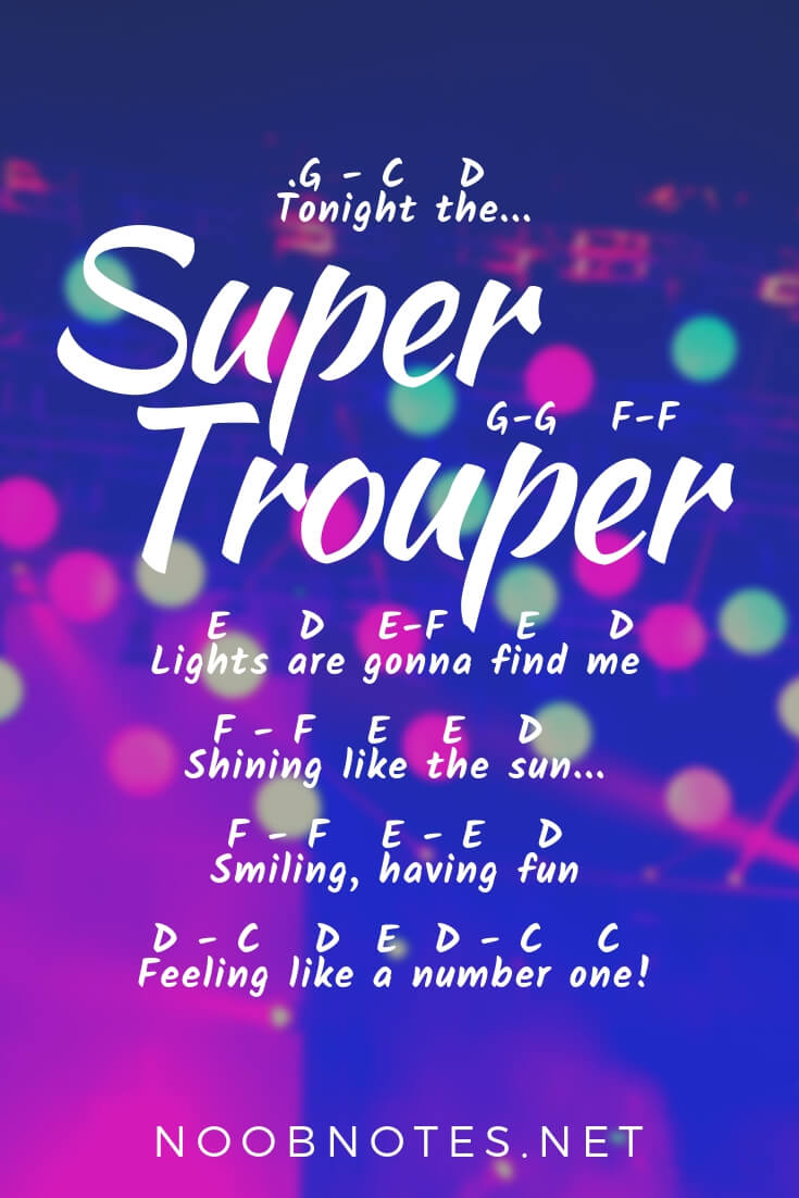 Super Trouper Abba Letter Notes For Beginners Music Notes For Newbies Tonight the super trouper beams are gonna blind me (super trouper) but i won't feel blue (super trouper) like i always do (super trouper) 'cause somewhere in the crowd there's you. super trouper abba letter notes for